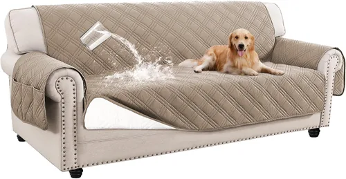 Miniatura 11 de Turquoize Fundas impermeables para sofá de 3 cojines, aptas para mascotas, antideslizante, protector de muebles lavables para mascotas, niños, Roble