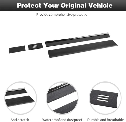 Miniatura 7 de CheroCar Para F150 - Panel de cubierta de consola central, accesorios de decoración para Ford F150 2015-2020, grano de madera negra..