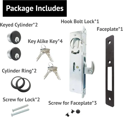 Miniatura 3 de elox Storefront - Cerradura de puerta de embutir estrecha, perno deslizante y cilindro de aleación de zinc, combo con llave y cámara de rito Adams