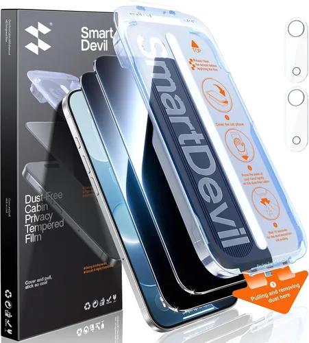 Miniatura 10 de SMARTDEVIL Paquete de 2+2 protectores de pantalla transparente HD para iPhone 17 Pro Max con 2 protectores de lente de cámara, vidrio templado 9H