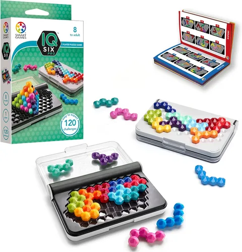 SmartGames IQ Six Pro Juego de Viaje para Niños y Adultos, un Juego Cerebral de Desarrollo de Habilidades - Rompecabezas Mental para Edades de 8