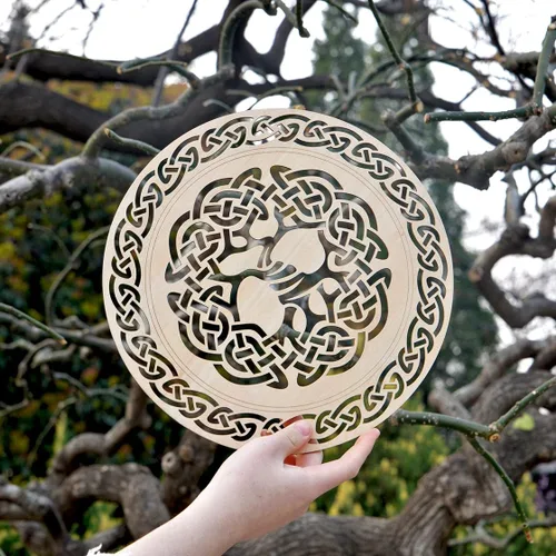 Miniatura 2 de Árbol de la vida MFG de cuarto nivel de 12 pulgadas, arte de pared de madera celta antigua, símbolo de conexión física y espiritual, escultura