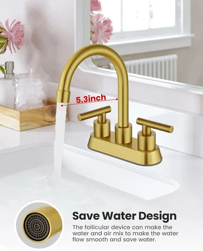 Miniatura 6 de Airuida Grifo de Lavabo de Baño Centerset de 4 Pulgadas – Grifo de Tocador de Acero Inoxidable de 2 Manijas con Desagüe Pop Up, Líneas de Suministro
