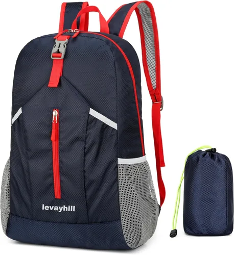 Miniatura 11 de Levayhill Mochila de senderismo plegable de 25L, ligera y plegable, mochila básica de día colapsable, resistente al agua, para viajes, para hombres