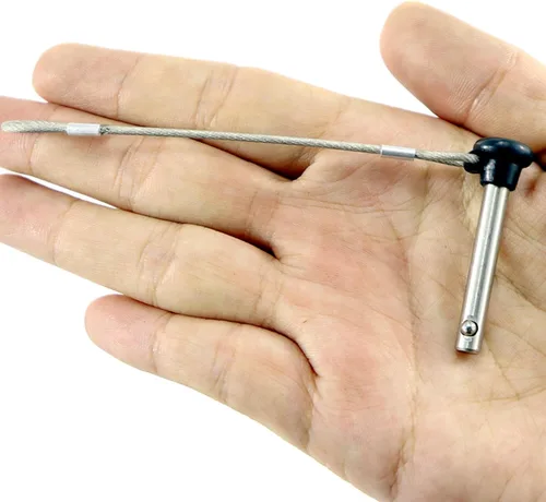 Miniatura 5 de Diámetro de 3/16 pulgadas de acero inoxidable de nailon negro con cordón, pasadores de tracción superior de Bimini marino para bisagra giratoria
