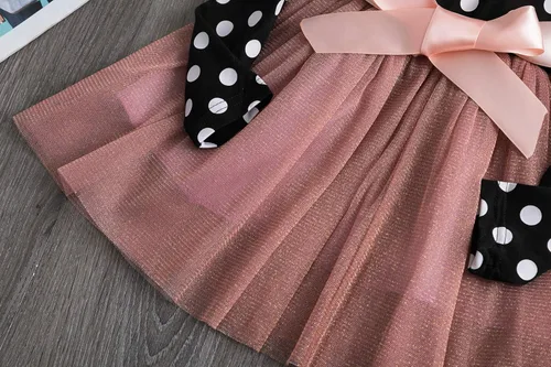 Miniatura 5 de Vestido de fiesta con tutú NNJXD para niña, con lunares, volantes con varias capas, de manga larga