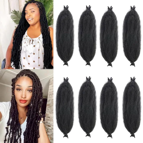 Miniatura 30 de Trenzas de pelo rizado anudadas a crochet estilo afro Marley, 12 pulgadas, pelo pre-separado y trenzado en resorte, trenzas de pelo afro rizado y 4#