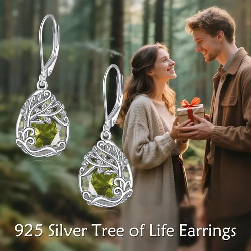Miniatura 131 de Aretes colgantes con forma de lágrima de filigrana de piedra lunar de plata de ley 925 con cierre de palanca para mujer, regalos de joyería