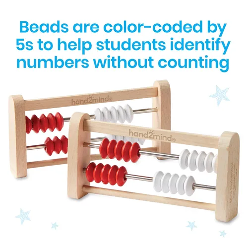 Miniatura 3 de hand2mind Mini Rekenrek de madera de 20 cuentas, estante de números para niños, ábaco para matemáticas, cuentas de conteo, manipuladores