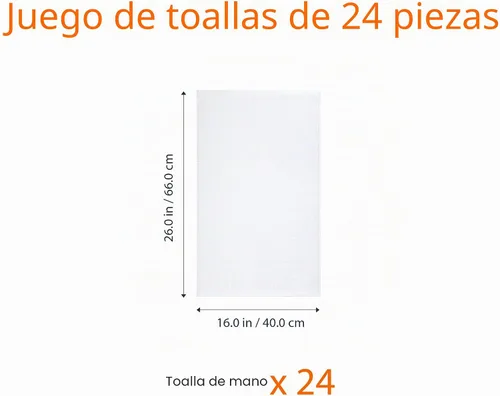 Miniatura 6 de Amazon Basics Toallas de mano de algodón suave y grueso, 16 x 26 pulgadas, color blanco, paquete de 24
