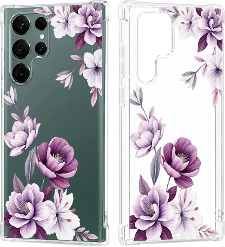 Miniatura 18 de Funda transparente floral para Galaxy S22 Ultra para mujeres/niñas, bonita funda de teléfono para Samsung Galaxy S22 Ultra 5G, diseño de flores