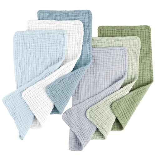 Miniatura 11 de Konssy - Paquete de 6 paños de muselina para eructos de bebé, ropa de eructos suaves y absorbentes 100 % algodón para recién nacidos, bebés niños