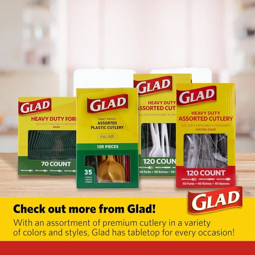 Miniatura 6 de Tenedores de plástico transparente Glad, juego de cubiertos desechables resistentes de tamaño estándar, tenedor desechable transparente, paquete