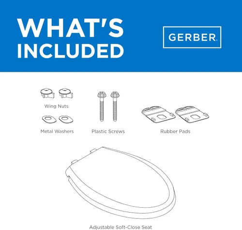 Miniatura 8 de Gerber Asiento de inodoro alargado con tapa, cierre suave, sin golpe, instalación rápida y fácil, plástico resistente, ajuste ajustable para Blanco