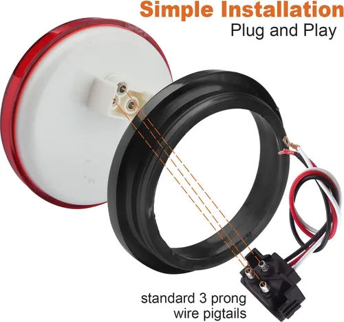 Miniatura 5 de 4 piezas de luces traseras LED redondas de 4 pulgadas para remolque, rojas, 24 LED, impermeables, luces traseras LED redondas de 4 pulgadas
