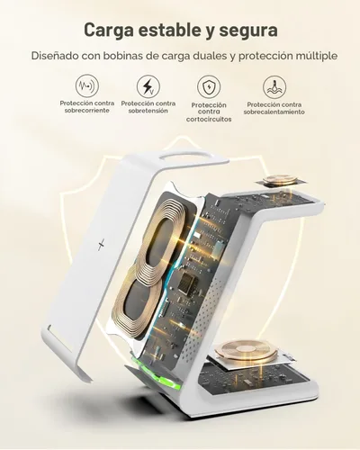 Miniatura 4 de Estación de carga inalámbrica para Apple - Soporte de carga inalámbrica 3 en 1 para reloj y teléfono para Apple Watch 11/8/7/SE/6/5/4/3/2, iPhone 17