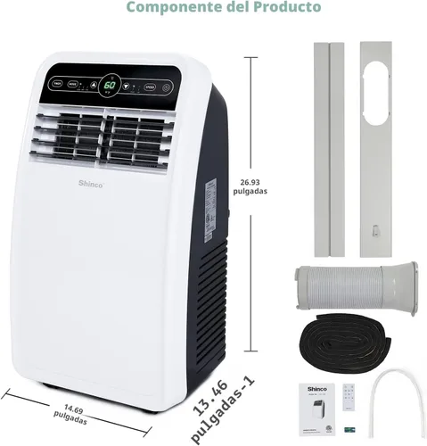 Miniatura 8 de Shinco 8,000 BTU aire acondicionado portátil con función de deshumidificador incorporada, modo ventilador, unidad de CA silenciosa que enfría