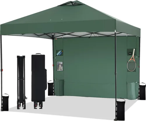 Miniatura 17 de Tunbne - Toldo desplegable de 10 x 10 pies con 1 pared lateral y 6 bolsillos, instalación de un solo empuje, tienda de sombra instantánea con techo