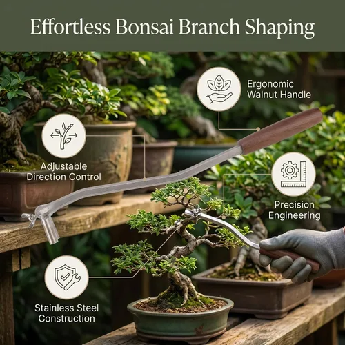 Miniatura 4 de Zerodis Dobladora de ramas de bonsái, M10 de acero inoxidable de 0.394 pulgadas, podadora de plantas en maceta con mango de nogal, herramienta
