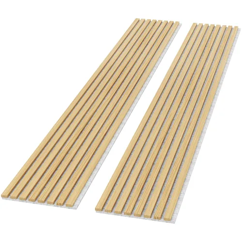 Miniatura 9 de Paneles de madera acústica, paquete de 2 unidades de 94.49 x 12.6 pies, decoración de pared insonorizada (nogal ahumado)