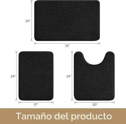 Miniatura 2 de HOMEIDEAS Juego de 3 alfombras de baño mejoradas, alfombras de baño de espuma viscoelástica ultra suaves, superabsorbentes, antideslizantes, Beige