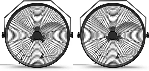 Simple Deluxe 20 Inch High Velocity Wall Mount Fan with Rack, 3 Speed Industrial/Commercial Metal Ventilation Fan,2 Pack