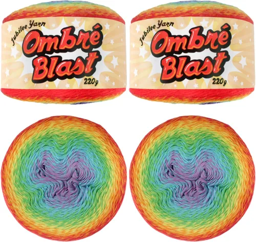 Miniatura 21 de JubileeYarn Hilo Ombré Blast - 220g/pastel Algodón Peso Bebé - Cripta de Hielo - 1 Pastel 119 Cripta de hielo