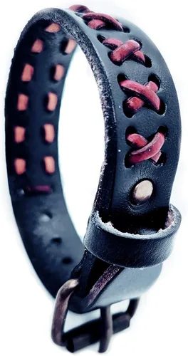 Miniatura 2 de Pulsera de cuero para hombre entrelazada con cuero negro, cierre de hebilla, estilo fresco