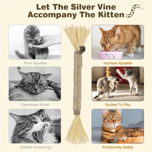 Miniatura 6 de Silvervine Sticks for Cats - Cat Chew Toy for Teeth Cleaning, Edible Matatabi Kitty Chew Sticks, Catnip Cat Toys for Indoor Cats (4, Grey)