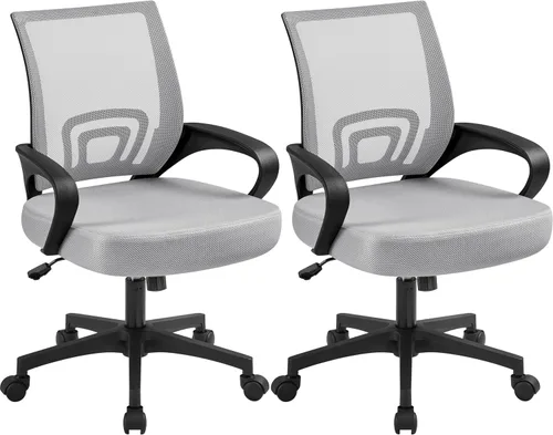 Miniatura 11 de Yaheetech Silla de oficina con respaldo medio, silla de escritorio giratoria con soporte lumbar, silla de malla ergonómica para computadora de Negro
