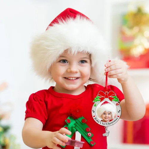 Miniatura 7 de Adorno de Foto de la Primera Navidad del Bebé 2025 Mi 1ra Navidad Marco de Foto de Metal Adorno Colgante de Navidad Primer Recuerdo del Bebé Adornos