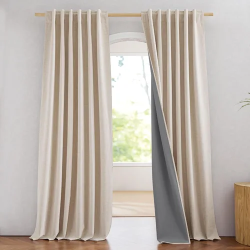 Miniatura 12 de NICETOWN Cortinas 100% opacas de 63 pulgadas de largo, 2 paneles de cortinas cortas con aislamiento térmico con forro para dormitorio, cortinas