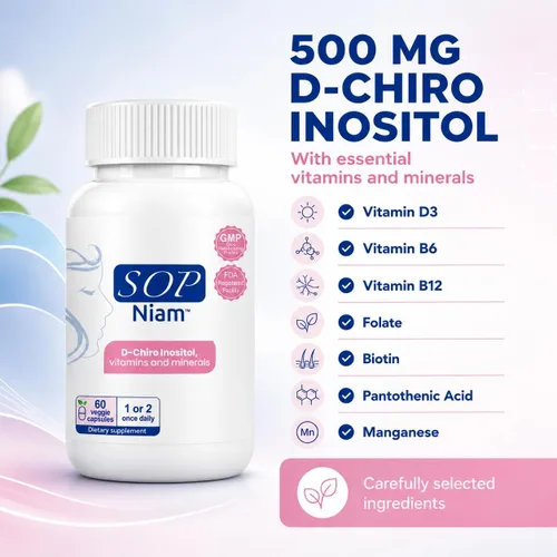 Miniatura 3 de D-Chiro - Suplemento de inositol para mujer con ácido fólico, vitamina B6, B12, D3 y biotina Fórmula de bienestar diario 60 cápsulas veganas