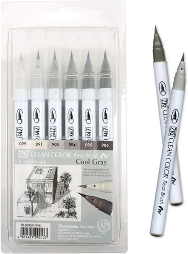 Kuretake ZIG - Marcador de pincel real de color limpio, puntas de pincel flexibles, bolígrafos de acuarela para pintar, dibujar, caligrafía y letras