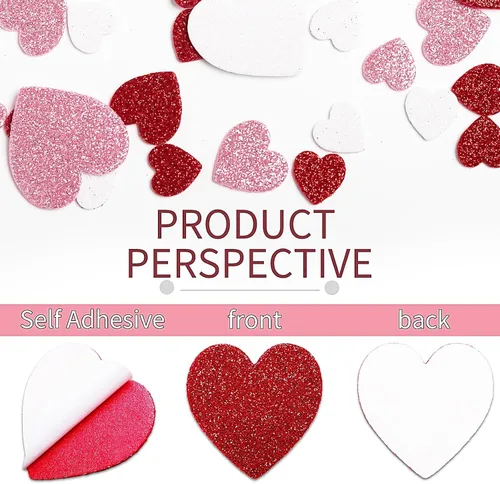 Miniatura 3 de 60 calcomanías de espuma de corazón, autoadhesivas, para el día de San Valentín, con purpurina, rojo, rosa, blanco, corazones de espuma