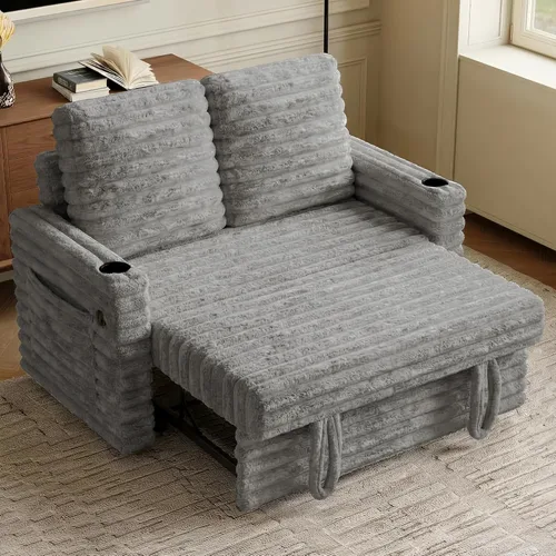 Miniatura 19 de Wrofly Sofá cama convertible 3 en 1, sofá cama extraíble para sala de estar con bolsillos laterales y almohadas extraíbles, respaldo ajustable, sofá