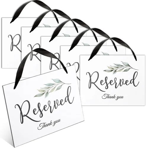 Zonon 6 carteles reservados para sillas de boda colgantes con cinta, cartel de asiento de silla de boda, pancarta de papel para ceremonia, fiesta,