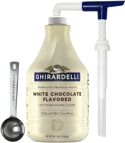 Miniatura 11 de Ghirardelli Salsa de caramelo, botella de 87.3 onzas (5 libras 7.3 onzas) con cuchara y bomba de barista estampada Ghirardelli