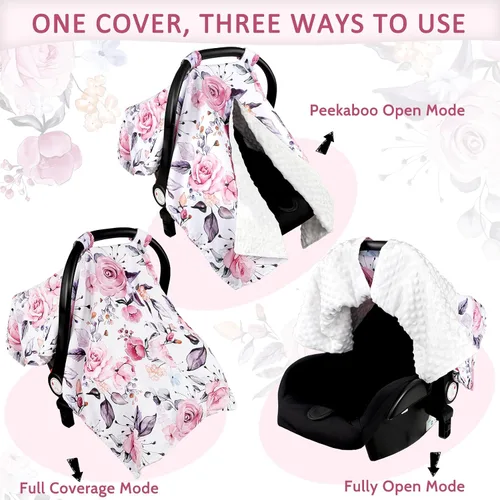 Miniatura 6 de Funda de asiento de automóvil para bebé, funda transpirable para asiento de automóvil para verano, cubierta de toldo de apertura de asiento de Rosa