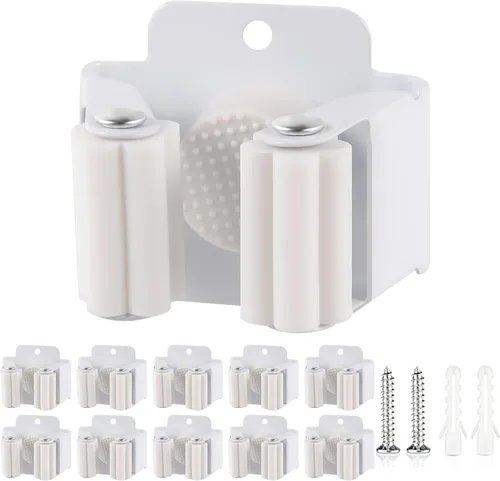Verdenu Paquete de 10 Soportes de Pared para Escoba, Soporte de Pared para Trapeador y Escoba, Soporte para Trapeador Command de Acero Inoxidable