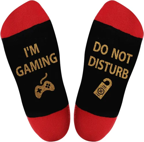 Miniatura 126 de AGRIMONY Calcetines divertidos con texto en inglés «Do Not Disturb Gaming» para hombres, mujeres, adolescentes, niños, Pascua, padres, cumpleaños