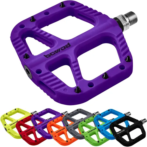 Miniatura 13 de Pedales MTB Pedales planos de bicicleta de montaña para adultos, pedal de plataforma de bicicleta compuesto de nailon ligero y ancho con pasadores