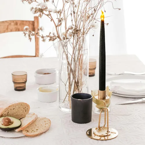 Miniatura 4 de FURORA LIGHTING Paquete de 2 velas cónicas LED negras con purpurina, sin llama, parpadeantes, con temporizador, para decoración del hogar, Negro