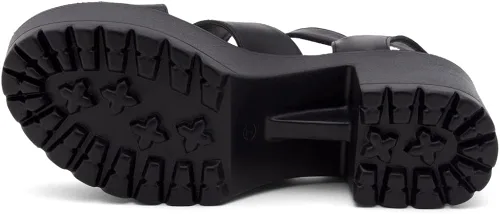 Miniatura 4 de Herstyle Sandalias de tacón de bloque para mujer, puntera abierta, dos bandas, suela de lengüeta de moda, zapatos de tacón de plataforma con correa