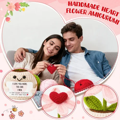 Miniatura 3 de Regalos de aniversario para mujeres, hombres, novios, novias, I Love You More Crochet Flower Parejas Regalo para él, esposa, marido, romántico, Love1