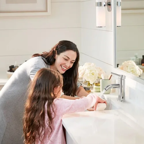 Miniatura 6 de VOTON Grifo de baño moderno cromado con una sola manija un agujero grifo de lavabo comercial lavatorio grifo de lavabo de tocador con mangueras