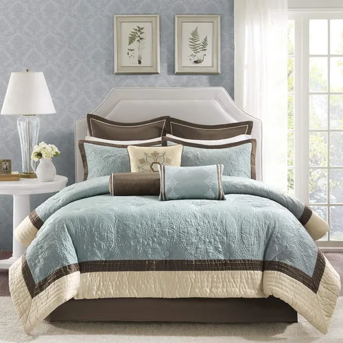Madison Park Juego de Edredón Acogedor Diseño Casual Moderno Para Todas las Estaciones, con Falda de Cama a Juego, Almohadas Decorativas, Queen