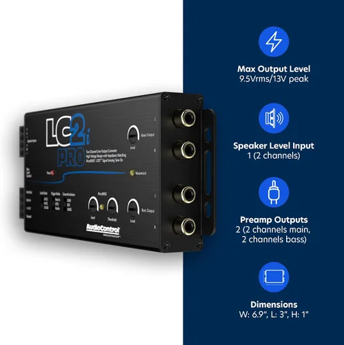 Miniatura 3 de AudioControl LC2i PRO - Convertidor de salida de línea de 2 canales con sensor de señal GTO y AccuBASS