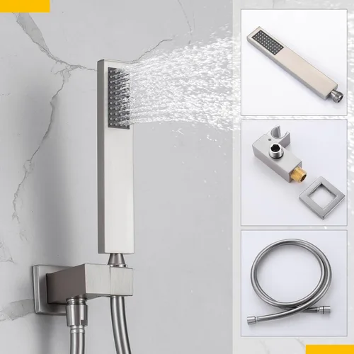 Miniatura 4 de Sistema de ducha de lluvia con ducha de mano, juego de grifo de ducha montado en la pared de 10 pulgadas para baño, mezclador de lluvia de lujo