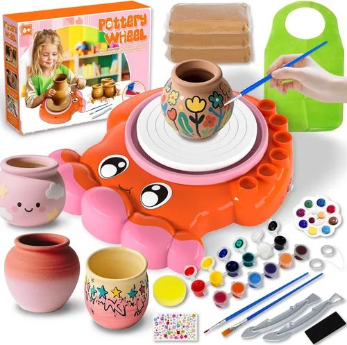 Insnug Rueda de alfarería para niños – Artes y manualidades para niños de 8 a 12 años, kit de rueda de alfarería para niños, juguetes con